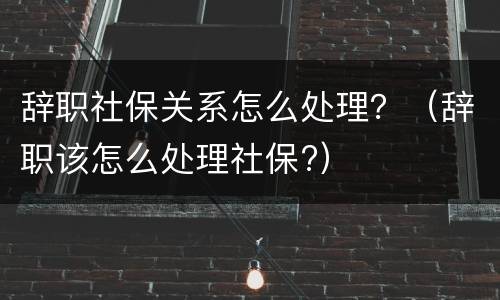 辞职社保关系怎么处理？（辞职该怎么处理社保?）