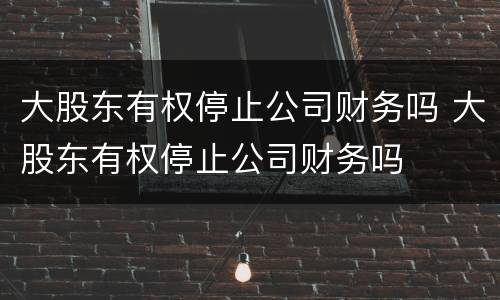 大股东有权停止公司财务吗 大股东有权停止公司财务吗