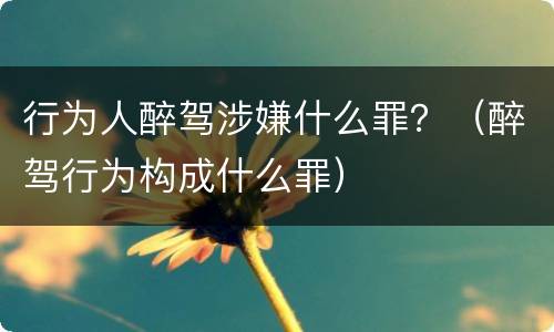 行为人醉驾涉嫌什么罪？（醉驾行为构成什么罪）