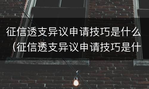 征信透支异议申请技巧是什么（征信透支异议申请技巧是什么意思）