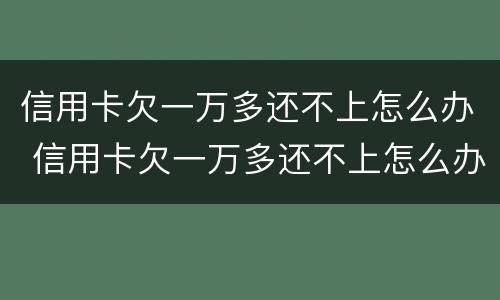 信用卡欠一万多还不上怎么办 信用卡欠一万多还不上怎么办呢