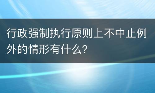行政强制执行原则上不中止例外的情形有什么？