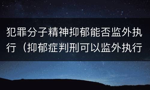 犯罪分子精神抑郁能否监外执行（抑郁症判刑可以监外执行吗）