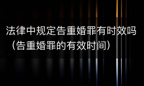 法律中规定告重婚罪有时效吗（告重婚罪的有效时间）