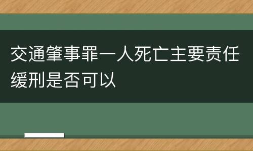 交通肇事罪一人死亡主要责任缓刑是否可以