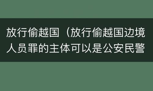 放行偷越国（放行偷越国边境人员罪的主体可以是公安民警吗）