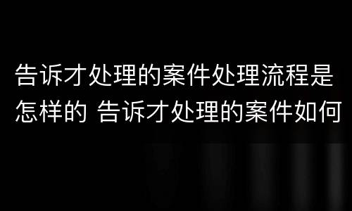 告诉才处理的案件处理流程是怎样的 告诉才处理的案件如何处理