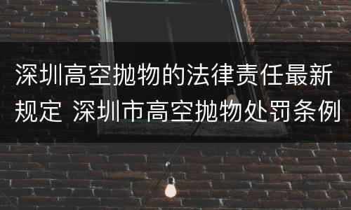 深圳高空抛物的法律责任最新规定 深圳市高空抛物处罚条例