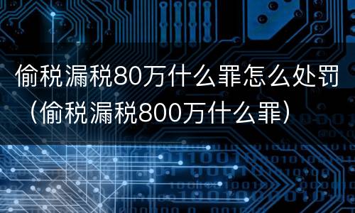 偷税漏税80万什么罪怎么处罚（偷税漏税800万什么罪）