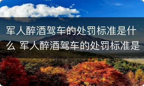 军人醉酒驾车的处罚标准是什么 军人醉酒驾车的处罚标准是什么意思