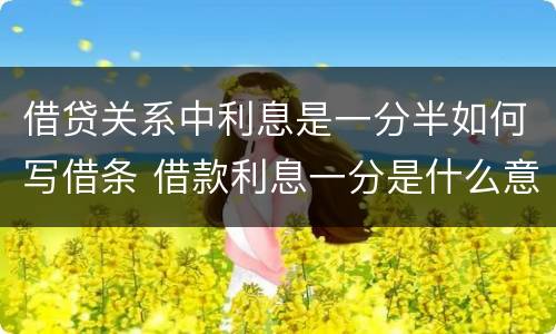 借贷关系中利息是一分半如何写借条 借款利息一分是什么意思