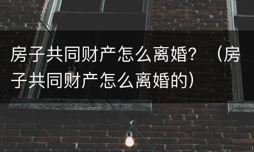 房子共同财产怎么离婚？（房子共同财产怎么离婚的）