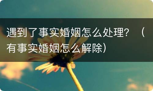 遇到了事实婚姻怎么处理？（有事实婚姻怎么解除）