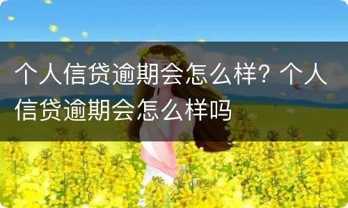 个人信贷逾期会怎么样? 个人信贷逾期会怎么样吗