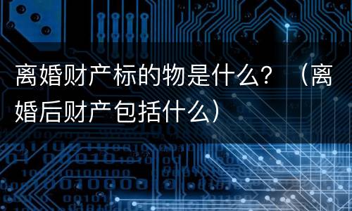 离婚财产标的物是什么？（离婚后财产包括什么）