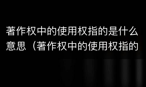 著作权中的使用权指的是什么意思（著作权中的使用权指的是什么意思啊）