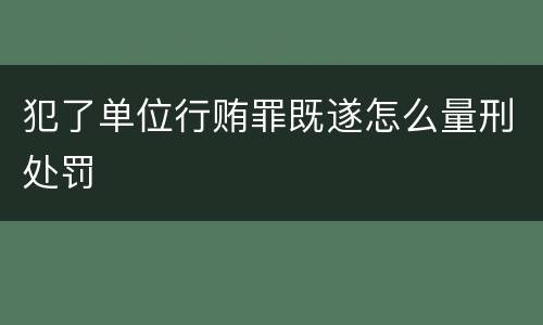 犯了单位行贿罪既遂怎么量刑处罚