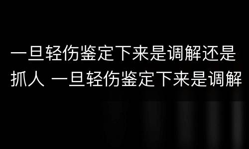 一旦轻伤鉴定下来是调解还是抓人 一旦轻伤鉴定下来是调解还是抓人呢