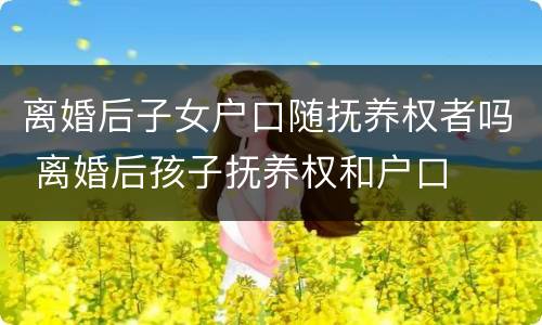 离婚后子女户口随抚养权者吗 离婚后孩子抚养权和户口
