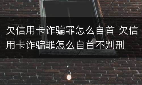 欠信用卡诈骗罪怎么自首 欠信用卡诈骗罪怎么自首不判刑