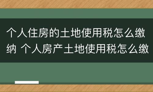 个人住房的土地使用税怎么缴纳 个人房产土地使用税怎么缴纳