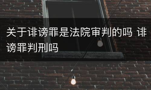 关于诽谤罪是法院审判的吗 诽谤罪判刑吗