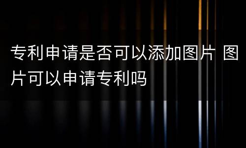专利申请是否可以添加图片 图片可以申请专利吗