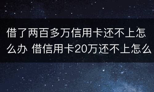 借了两百多万信用卡还不上怎么办 借信用卡20万还不上怎么办