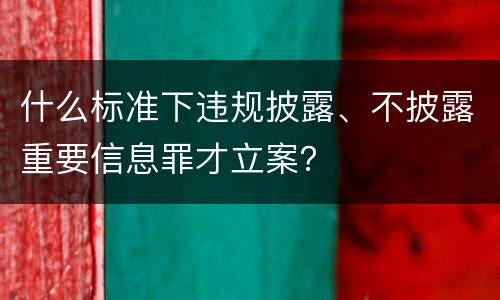 什么标准下违规披露、不披露重要信息罪才立案？