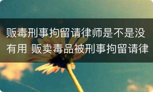 贩毒刑事拘留请律师是不是没有用 贩卖毒品被刑事拘留请律师有用吗