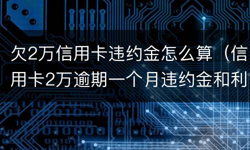 欠2万信用卡违约金怎么算（信用卡2万逾期一个月违约金和利息是多少?）