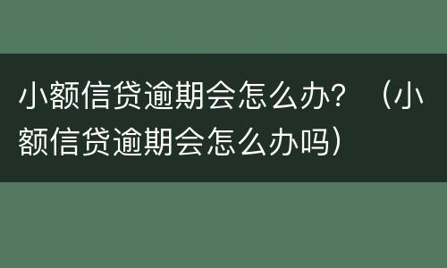 小额信贷逾期会怎么办？（小额信贷逾期会怎么办吗）