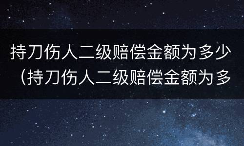 持刀伤人二级赔偿金额为多少（持刀伤人二级赔偿金额为多少万）