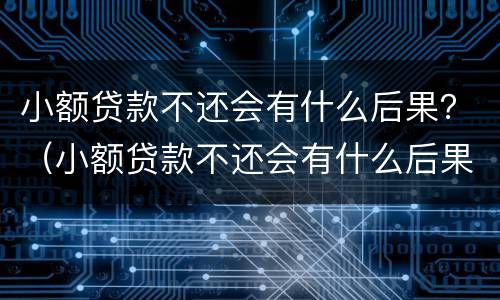 小额贷款不还会有什么后果？（小额贷款不还会有什么后果吗）