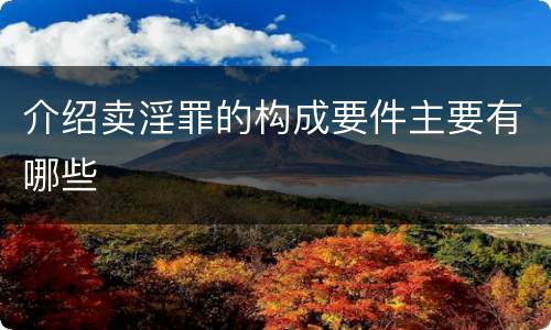 介绍卖淫罪的构成要件主要有哪些