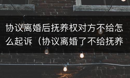 协议离婚后抚养权对方不给怎么起诉（协议离婚了不给抚养费有什么后果）