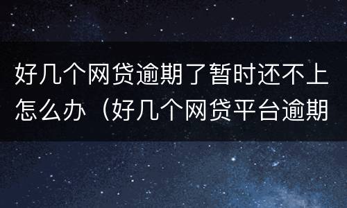 好几个网贷逾期了暂时还不上怎么办（好几个网贷平台逾期还不上怎么办）