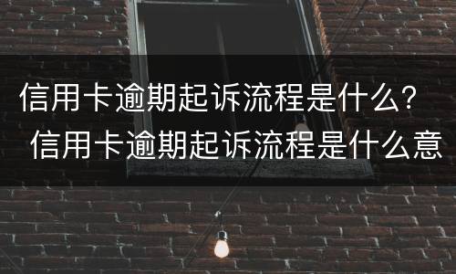 信用卡逾期起诉流程是什么？ 信用卡逾期起诉流程是什么意思