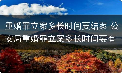 重婚罪立案多长时间要结案 公安局重婚罪立案多长时间要有结果