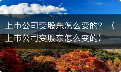 上市公司变股东怎么变的？（上市公司变股东怎么变的）