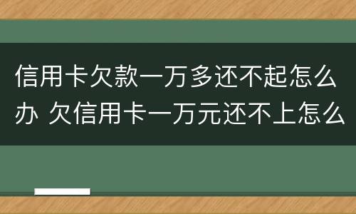 信用卡欠款一万多还不起怎么办 欠信用卡一万元还不上怎么办