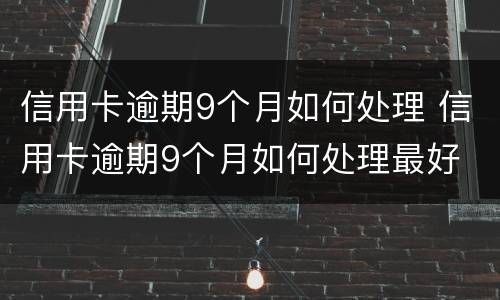 信用卡逾期9个月如何处理 信用卡逾期9个月如何处理最好