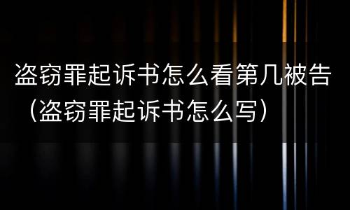 盗窃罪起诉书怎么看第几被告（盗窃罪起诉书怎么写）