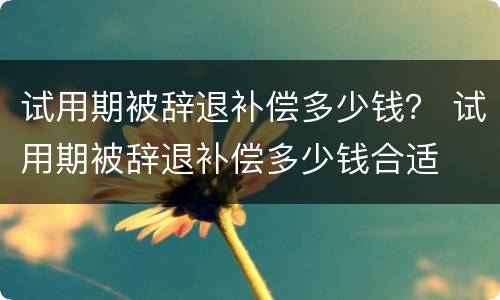 试用期被辞退补偿多少钱？ 试用期被辞退补偿多少钱合适