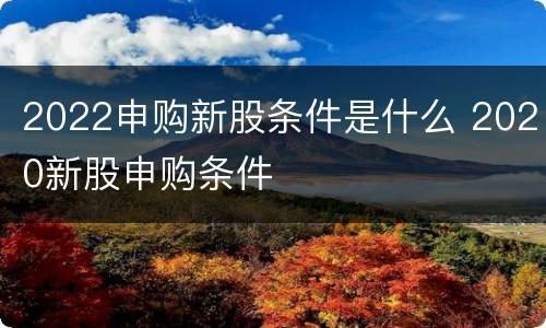 2022申购新股条件是什么 2020新股申购条件