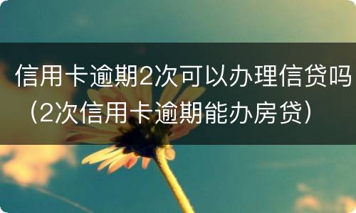 信用卡逾期2次可以办理信贷吗（2次信用卡逾期能办房贷）
