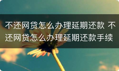 不还网贷怎么办理延期还款 不还网贷怎么办理延期还款手续