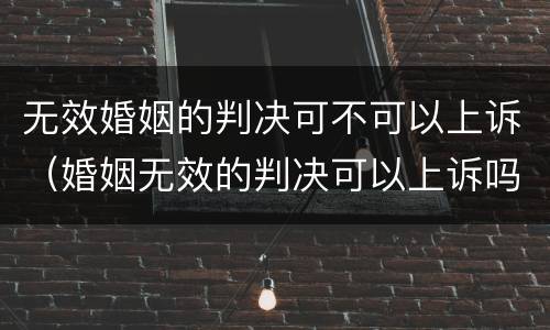 无效婚姻的判决可不可以上诉（婚姻无效的判决可以上诉吗）