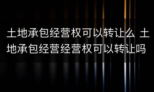 土地承包经营权可以转让么 土地承包经营经营权可以转让吗