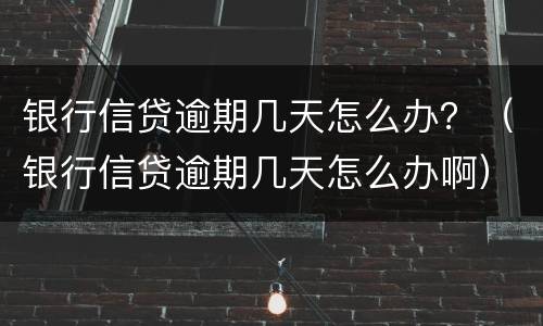 银行信贷逾期几天怎么办？（银行信贷逾期几天怎么办啊）